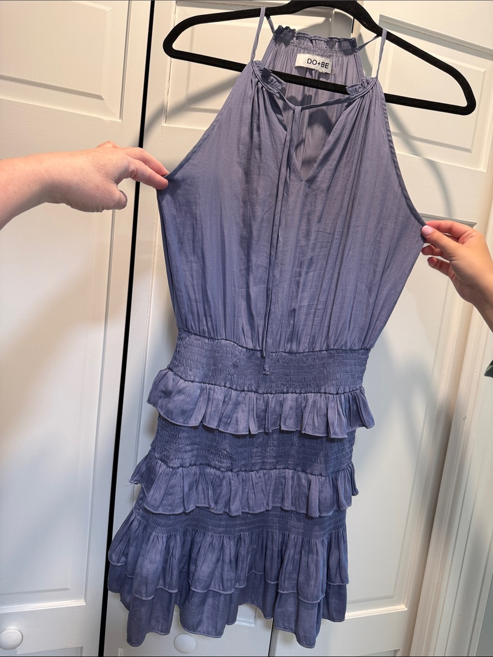 DO+BE Dusty Lavender Halter Ruffle Mini Dress (small)